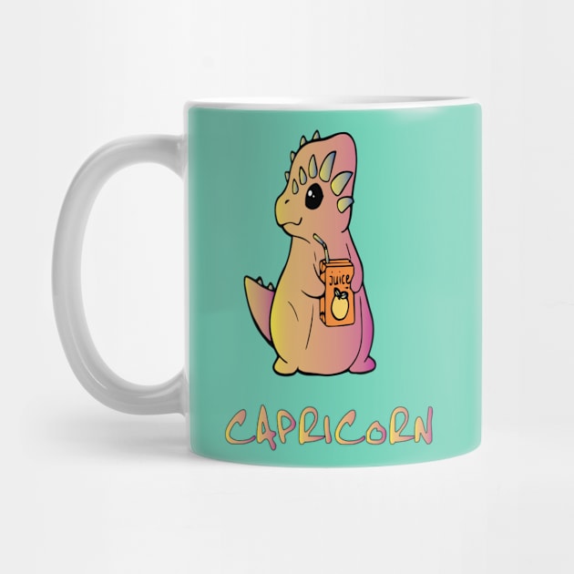 Capricorn dinosaur drinking juice by lazykitty